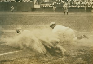 Baseball Player Sliding into Third Base at a St. Louis Terriers (Federal League) Game by Russell Froelich